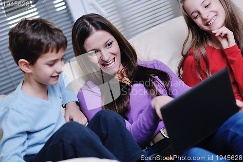 Image of happy young family have fun at home