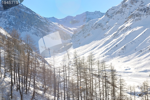 Image of High mountains under snow in the winter