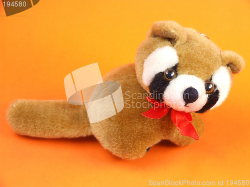 Image of Cute cuddly brown raccoon toy