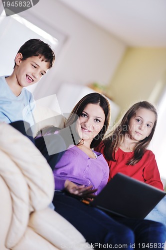 Image of happy young family have fun at home