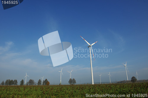 Image of wind turbine generating eco electricity