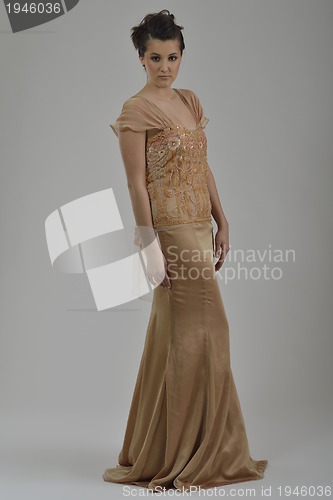 Image of Portrait of a beautiful woman dressed as a bride