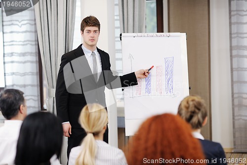 Image of Young  business man giving a presentation on conference