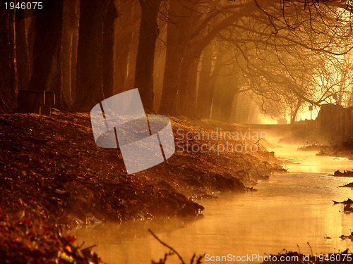 Image of sunrise in beautiful alley