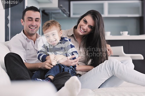 Image of happy young family have fun  at home