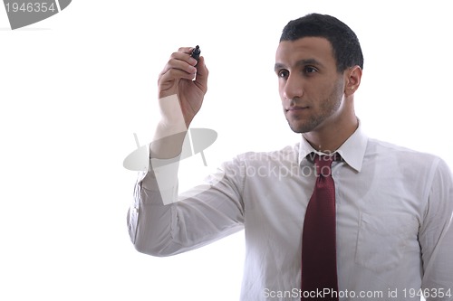 Image of business man draw with marker on empty space