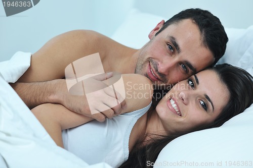 Image of young couple have good time in their bedroom