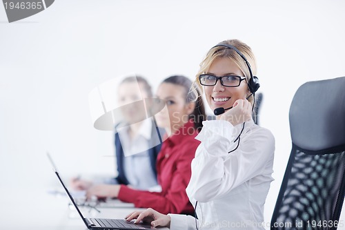 Image of business woman group with headphones