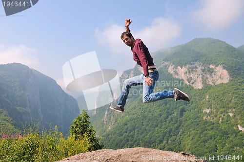 Image of man jump in nature