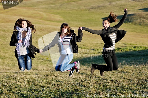 Image of group of teens have fun outdoor