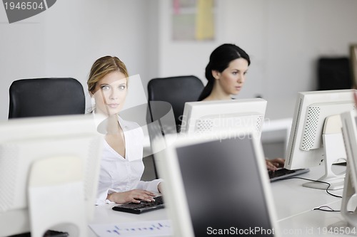 Image of business people group working in customer and help desk office