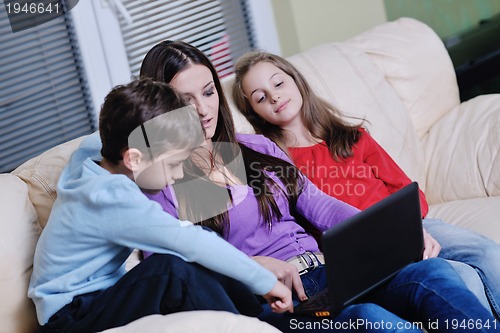 Image of happy young family have fun at home