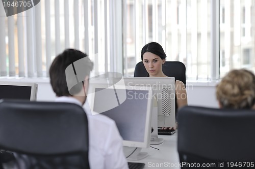 Image of business people group working in customer and help desk office