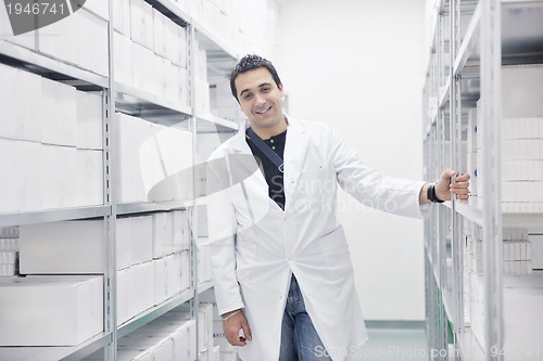 Image of medical factory  supplies storage indoor