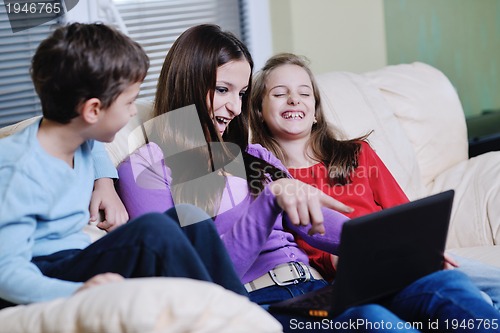 Image of happy young family have fun at home