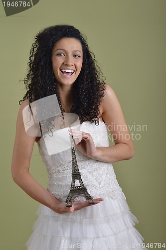 Image of Portrait of a beautiful woman dressed as a bride