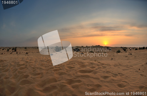 Image of beautiful sunset in desert