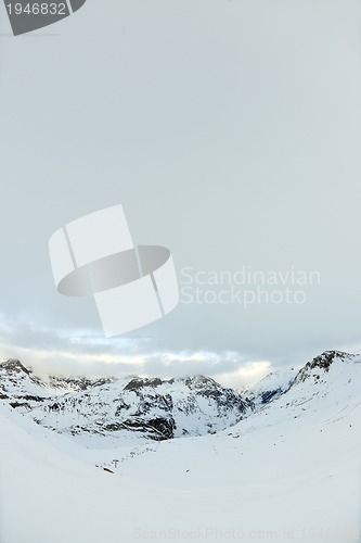 Image of High mountains under snow in the winter