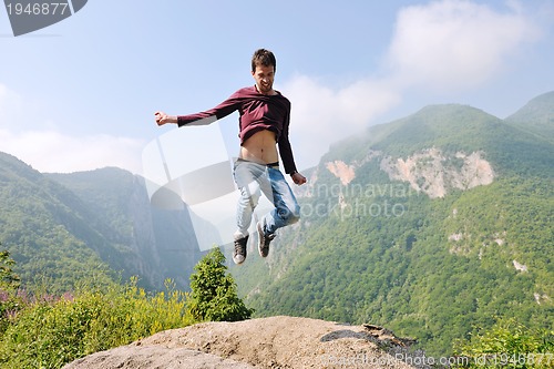 Image of man jump in nature