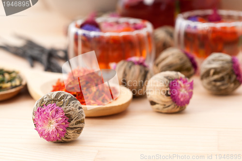 Image of Herbal natural floral tea infusion with dry flowers