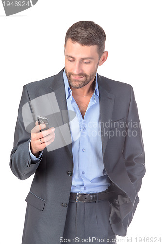 Image of Portrait businessman with mobile phone