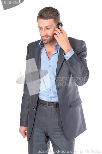 Image of Portrait businessman with mobile phone