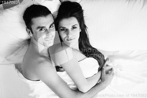 Image of young couple have good time in their bedroom