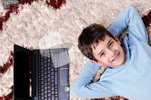 Image of happy boy at home relax