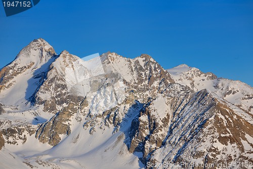 Image of High mountains under snow in the winter