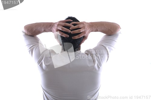 Image of business man with rope isolated on white background