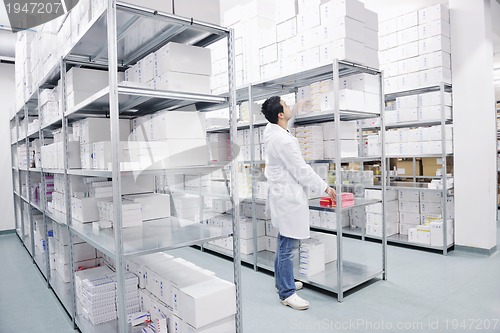 Image of medical factory  supplies storage indoor