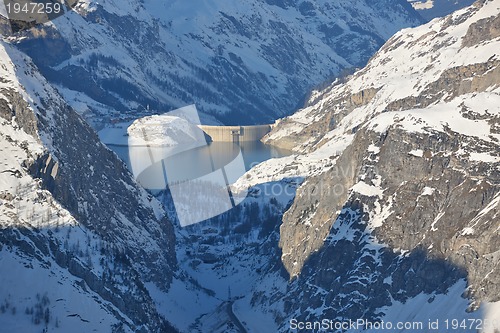 Image of High mountains under snow in the winter