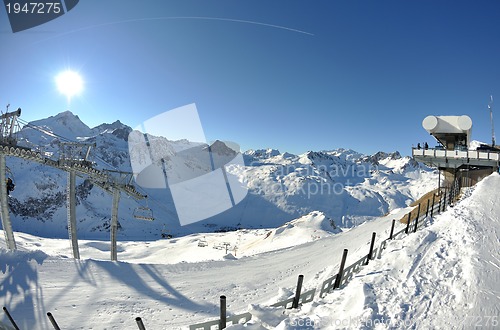 Image of High mountains under snow in the winter