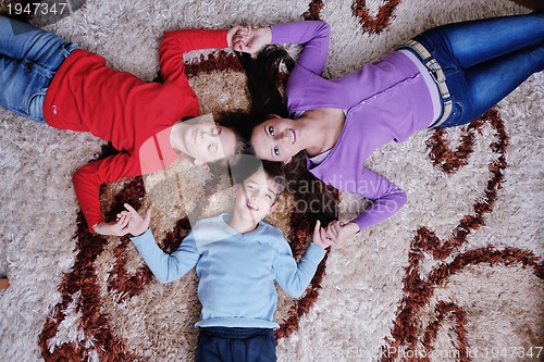 Image of happy young family have fun at home