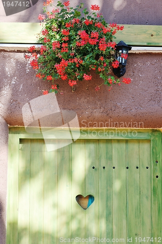 Image of Wooden door with  heart shape