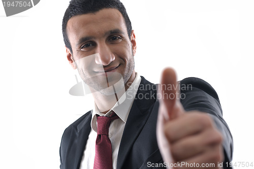 Image of Businessmen making his thumb up saying OK