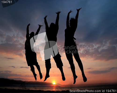 Image of Three people jumping