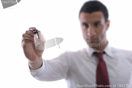 Image of business man draw with marker on empty space