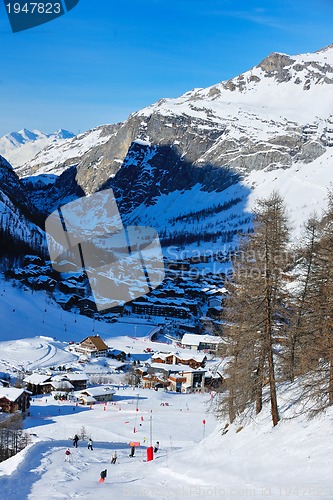 Image of High mountains under snow in the winter