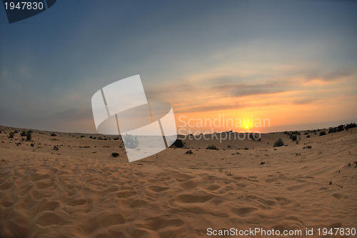 Image of beautiful sunset in desert