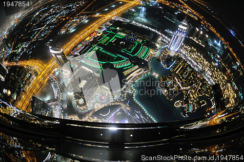 Image of Panorama of down town Dubai city at night