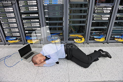 Image of system fail situation in network server room