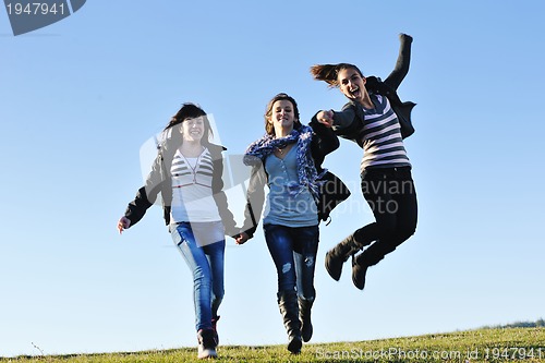Image of group of teens have fun outdoor
