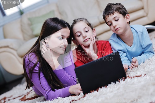 Image of happy young family have fun at home
