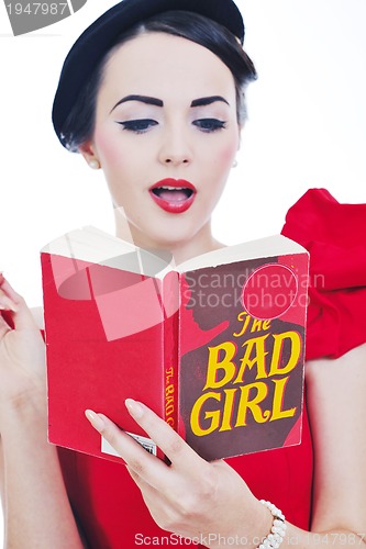 Image of beautiful young woman read book