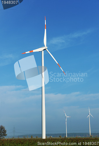 Image of wind turbine generating eco electricity