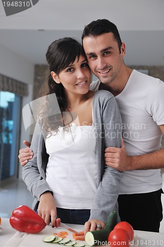 Image of young couple have fun in modern kitchen