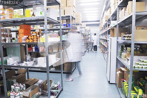 Image of medical factory  supplies storage indoor