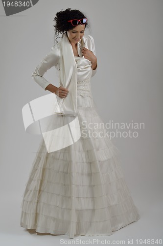 Image of Portrait of a beautiful woman dressed as a bride