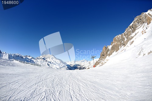 Image of High mountains under snow in the winter